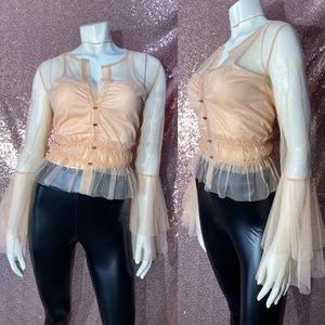 Ballerina Nude Ruffle Blouse